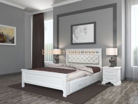 ГРАЦИЯ Кровать из массива 1600 (Белый Античный/белый) с 2-мя ящиками | подробнее ГРАЦИЯ Кровать из массива 1600 (Белый Античный/белый) с 2-мя ящиками | фото